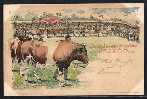 Lithographie Frankfurt a. M., deutsche Landwirtschaftsgesellschaft 13. Wanderausstellung 1899