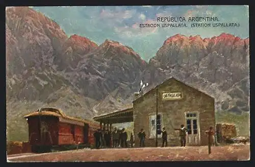 AK Argentinien, Estacion Upsallata, Bahnhof