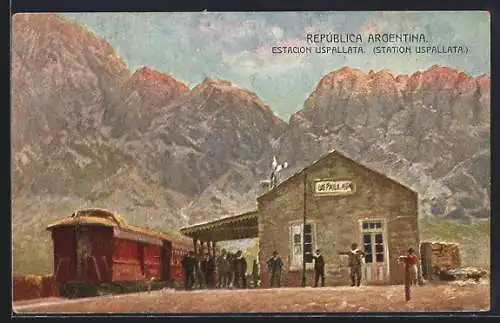 AK Argentinien, Estacion Upsallata, Bahnhof