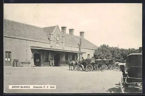 AK Bahia Blanca, Estacion F. C. Sud, Bahnhof