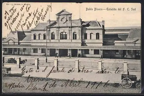AK Bahia Blanca, Estacion del F.C. Sud, Bahnhof