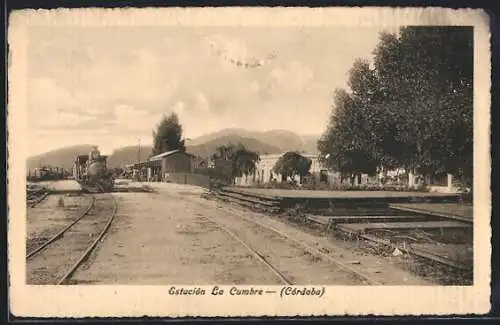 AK La Cumbre, Estacion La Cumbre, Eisenbahn, Bahnhof
