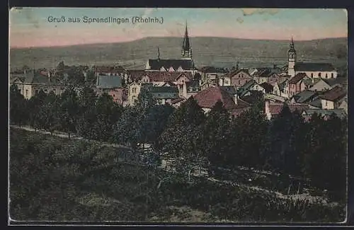 AK Sprendlingen / Rheinhessen, Blick auf den Ort mit Kirche