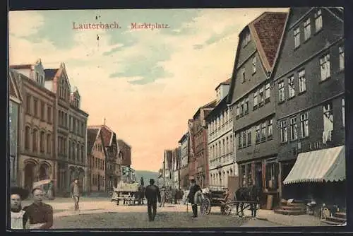 AK Lauterbach / Hessen, Marktplatz mit Geschäften