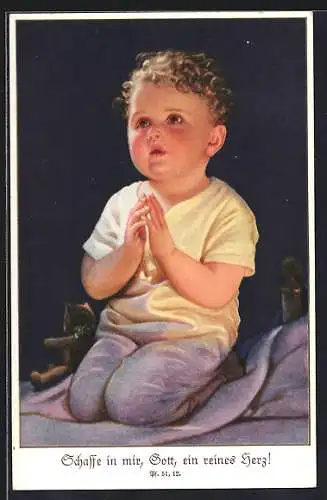 AK Sinnspruch, Ansicht eines betenden Kindes, Psalm 51,12