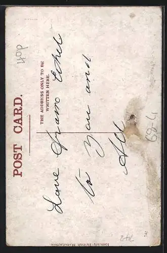 AK Herr schaut einer Dame mit Schirm nach