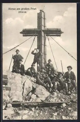 AK Gipfelkreuz am grossen Priel mit Wanderern