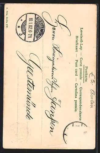 Präge-AK Berlin, Trinker-Urkunde vom Restaurant Wilhelmshallen, Unter den Linden 21