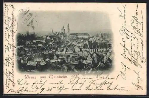 AK Weinheim / Bergstrasse, Teilansicht aus der Vogelschau