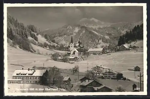 AK Tiefenbach / Allgäu, Blick auf den eingeschneiten Ort über Oberstdorf