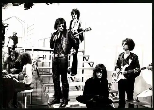 Fotografie Andre Csillag, London, Band Steppenwolf beim Live Auftritt im Fernsehen, Grossformat 29 x 21cm