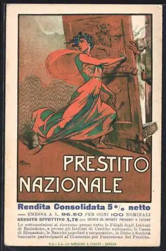 Künstler-AK Prestito Nazionale, Rendita Consolidata 5%, Kriegsanleihe Italien