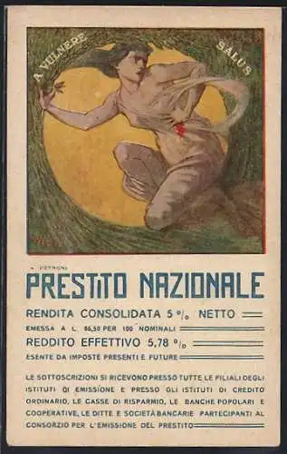 Künstler-AK A. Petroni: Prestito Nazionale, A Vulnere Salus, Kriegsanleihe Italien