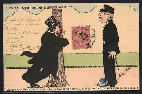 Künstler-AK sign. Xavier Sager: Les Aventures de Dupochard, Logique