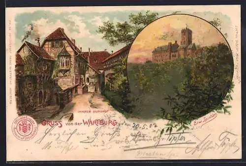 Künstler-AK Erwin Spindler: Eisenach, Wartburg mit inneren Burghof