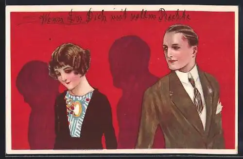 Künstler-AK Mauzan: Elegantes junges Paar beim Flirt