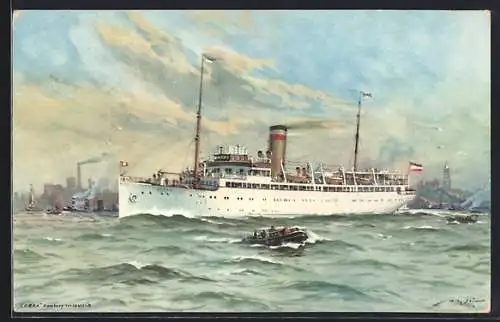 Künstler-AK Stoewer: Passagierschiff Dampfer Cobra Hamburg verlassend