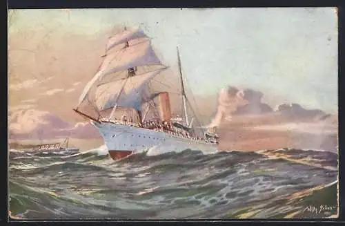 Künstler-AK Willy Stoewer: Segelschiff in stürmischer See