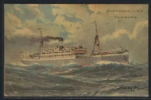 Künstler-AK Willy Stoewer: Dampfer der Woermann-Linie Hamburg auf hoher See