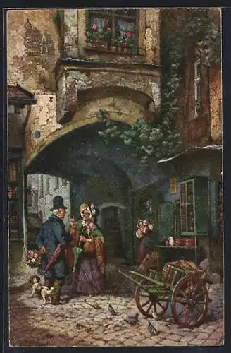 Künstler-AK sign. J. Frank: Der ertappte Galan