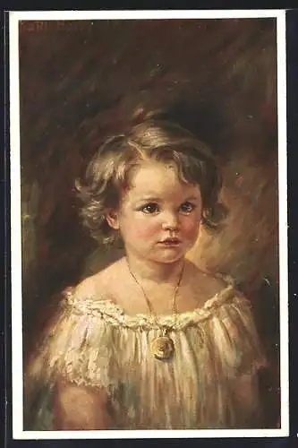 Künstler-AK sign. Barth: Mädchen Ellen mit Amulett