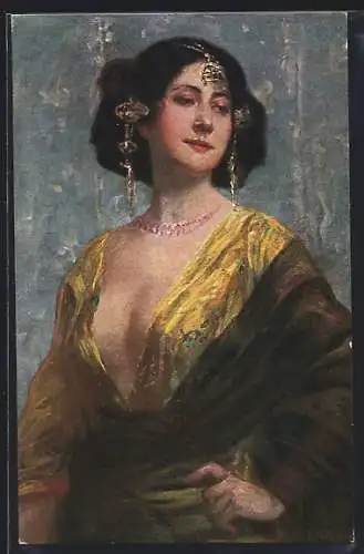 Künstler-AK sign. F. Wobring: Die Favoritin