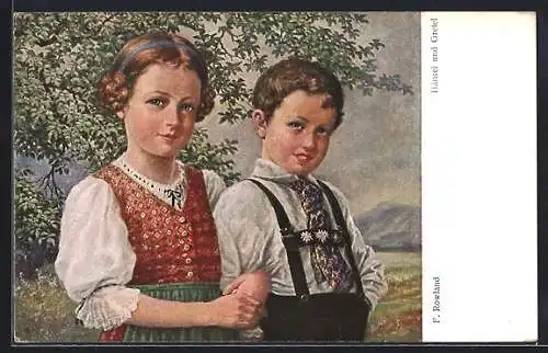 Künstler-AK sign. F. Rowland: Hänsel und Gretel