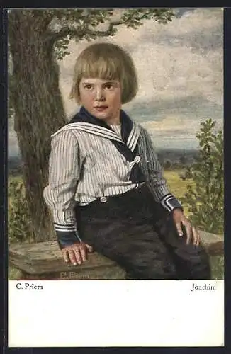 Künstler-AK sign. C. Priem: Joachim im Matrosenhemd