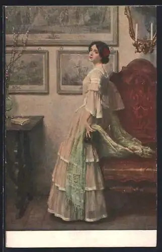 Künstler-AK sign. Giovanni Giani: Junge Frau im Kleid