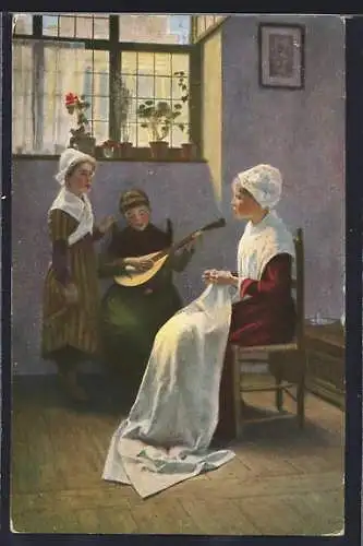 Künstler-AK sign. G. Köhler: Trio, Drei Frauen sitzen zusammen