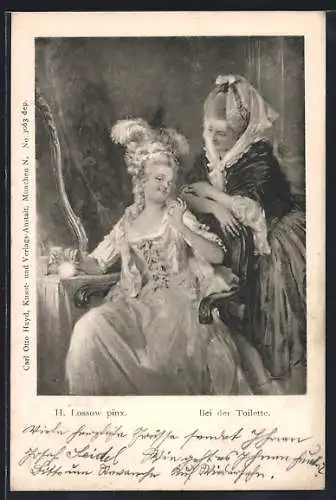 Künstler-AK sign. H. Lossow: Bei der Toilette, Zwei Frauen am Waschtisch