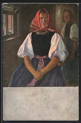 Künstler-AK sign. Th. Laurmann: Annekätherle, Frau in traditioneller Kleidung