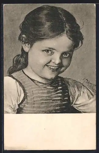 Künstler-AK sign. F. v. Defregger: Liserl, Portrait eines Mädchens