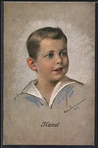 Künstler-AK sign. M. Pischon: Hansl, Portrait eines Jungens