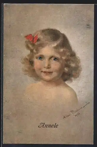 Künstler-AK sign. M. Pischon: Annele, Portrait eines Mädchens
