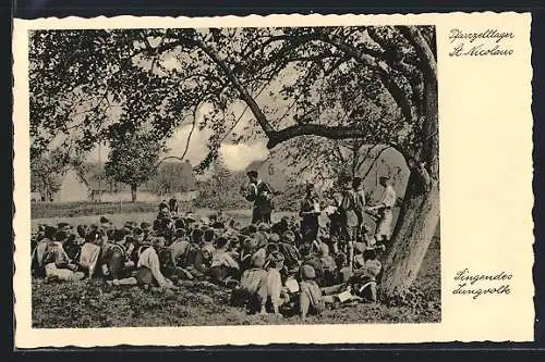 AK St. Nikolaus /Saar, Pfarrzeltlager mit Kindern