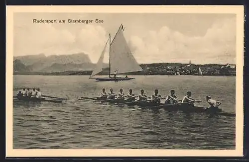 AK Berg / Starnberger See, Rudersport auf dem See