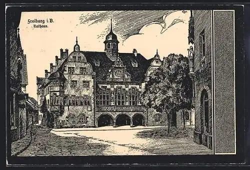 AK Freiburg / Br., Blick auf das Rathaus