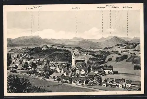 AK Altusried /Allgäu, Gesamtansicht mit Gaishorn-Panorama aus der Vogelschau