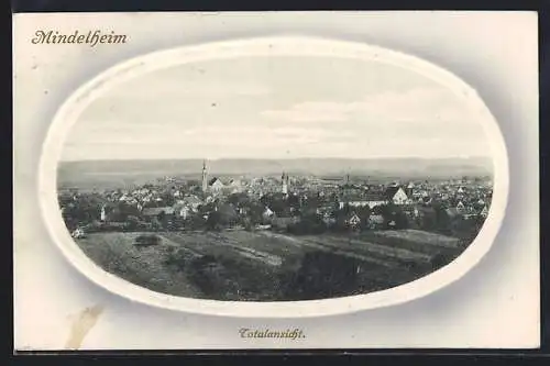 AK Mindelheim, Gesamtansicht mit Feldern, im Rahmen
