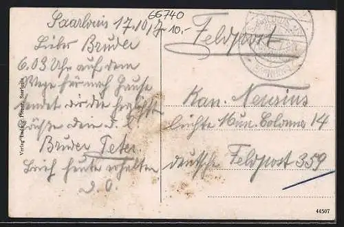 AK Saarlouis, Grosser Markt mit Kirche aus der Vogelschau