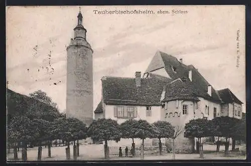 AK Tauberbischofsheim, Ehem. Schloss, Gebäude mit Turm