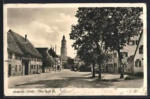 AK Langenau / Württ., Obere Stadt mit Kirche