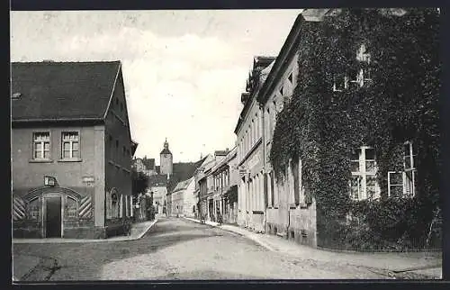 AK Pretzsch /Elbe, Elbstrasse mit Abzweig und Turmblick