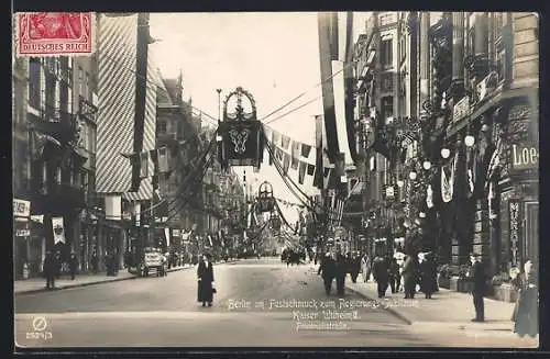 AK Berlin, Friedrichstrasse, Festschmuck zum Regierungsjubiläum Kaiser Wilhelm II.
