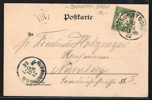 AK Spielmannsau, Ortsansicht mit Gebirgspanorama