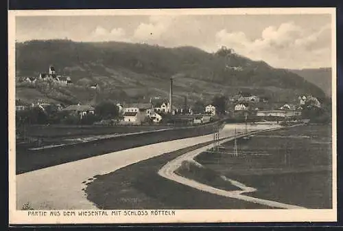 AK Rötteln, Flusspartie mit Ortsansicht und Burgblick
