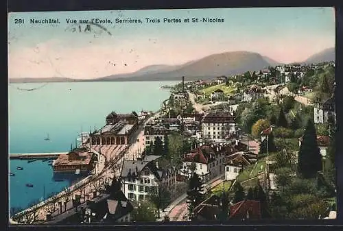 AK Neuchatel, Vue sur l`Evole, Trois Portes et St.-Nicolas
