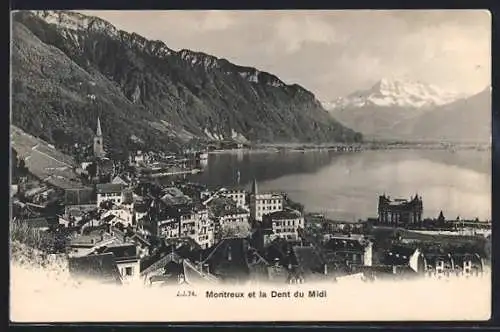 AK Montreux, vue generale et la Dent du Midi