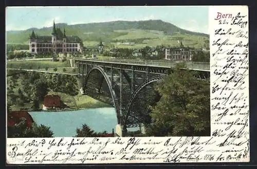AK Bern, Ortsansicht mit Brücke